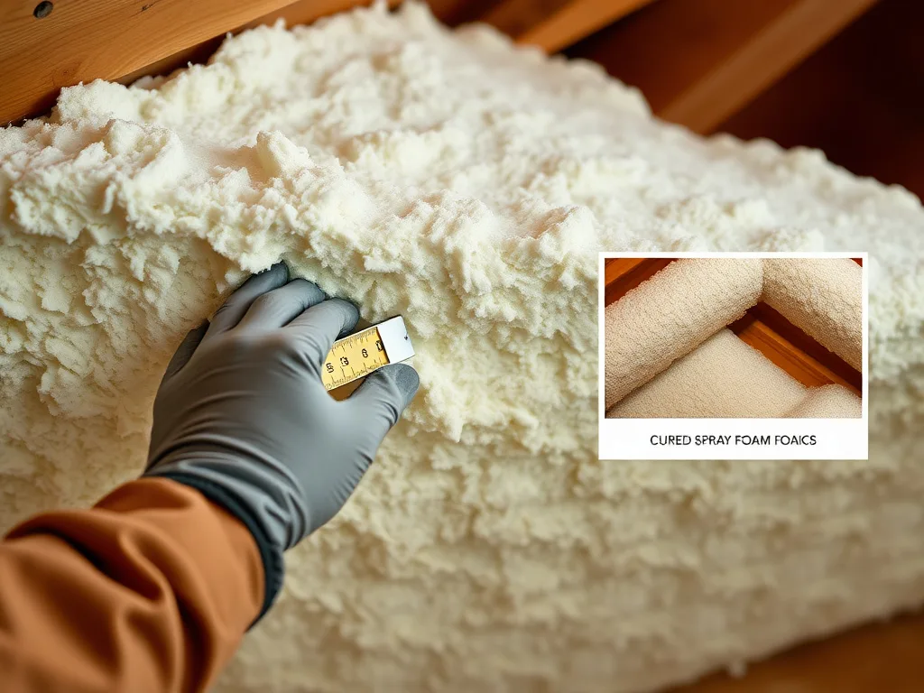 Close-up texture of cured spray foam insulation, evenly applied and fully expanded